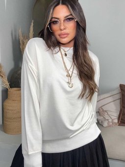 Ekru Basic Mini Yan Yırtmaçlı Sweatshirt