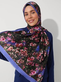 Parisa Tasarım Desenli İpeksi Twill Çok Renkli Şal