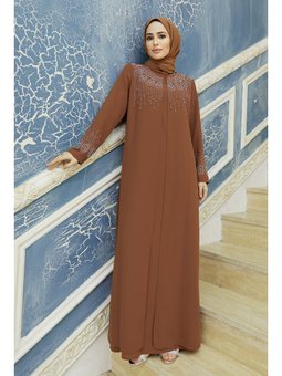 Camel Lina Büyük Beden Abiye Elbise