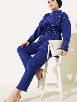 Mavi İnci Süslemeli Scuba İkili Takım