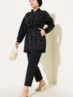 Siyah İnci Süslemeli Scuba İkili Takım