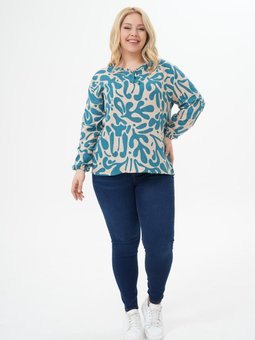 Mint Büyük Beden Uzun Kol Yazlık Bluz Tunik Gömlek