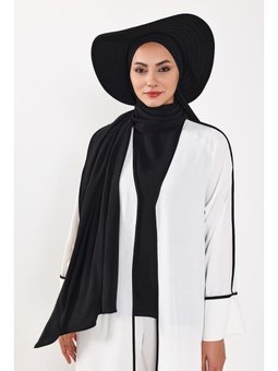 Çıkarılabilir Arkası Fiyonklu Şapkalı Pratik 2a Siyah Şal Türban,ss