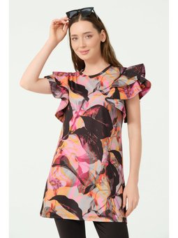 Feyora Desenli Yarım Kol Yarı Kaplı Mao