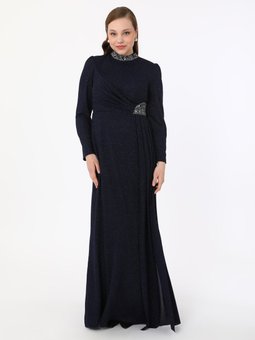 Büyük Beden Lacivert Abiye Elbise