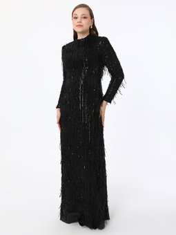 Büyük Beden Siyah Abiye Elbise