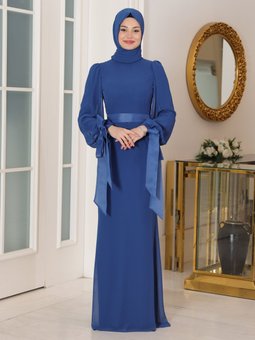 Firuze Kot Mavi Abiye Elbise