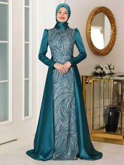 Miray Zümrüt Yeşili Abiye Elbise