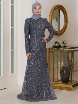 Tuana Antrasit Abiye Elbise