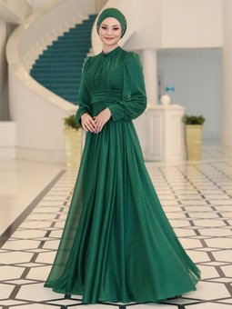 Zümrüt Yesili Abiye Elbise