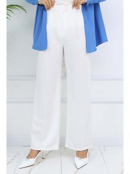 Bol Paça Palazzo Beyaz Pantolon