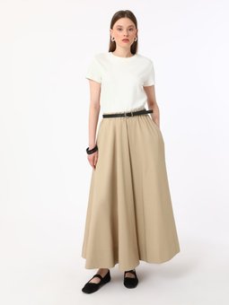 Beli Lastikli Poplin Bej Etek