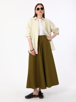 Beli Lastikli Poplin Haki Etek
