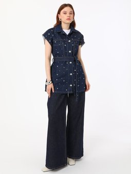 Trok Detaylı Denim Exclusive Yelek Lacivert