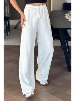 Abel Bol Paça Cepli Ayrobin Beyaz Pantolon