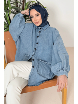 Azelya Cepli Kot Açık Mavi Gömlek
