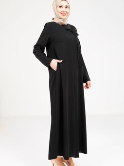 Siyah Serpme Taşlı Ferace