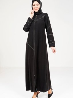 Siyah Spor Dikişli Ferace