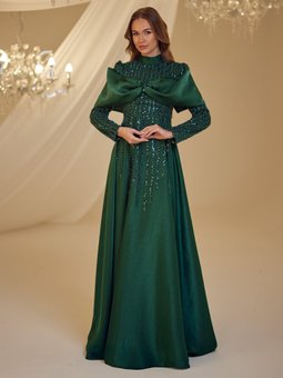 Zümrüt Yeşili Fahriye Abiye Elbise