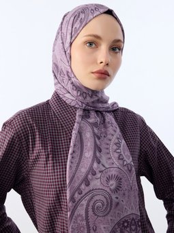 Allica Etnik Desen Pamuk Soft Mor Şal