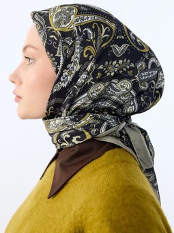 Casablanca Etnik Desen Pamuk Soft Yeşil Eşarp