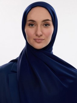 İdol Saten Janjan Açık Lacivert Şal