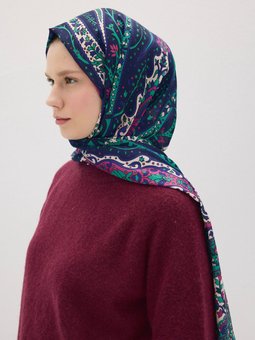 Kokina Etnik Desen Pamuk Soft Mor Şal