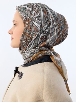 Retro Etnik Desen Pamuk Soft Hardal Eşarp