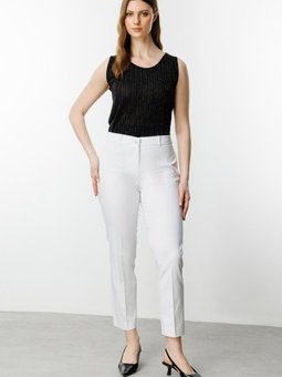 Ekru Beli Lastikli Cepsiz Pantolon