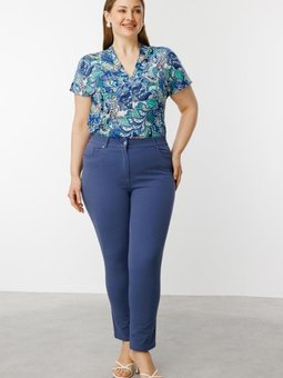 İndigo Beş Cep Dar Paça Pantolon