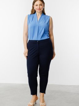 Lacivert Beli Lastikli Büyük Beden Pantolon