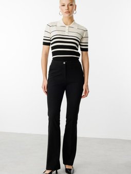 Siyah Beli Lastikli Bol Paça Pantolon