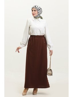 Ahlem Büyük Beden Düğme Detaylı Etek