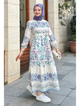 Erna Lila Keten Elbise