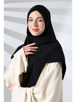 Krep Büyük Boy Siyah Eşarp Renk