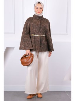 Kahverengi Leopar Desenli Bel Kemerli Panço