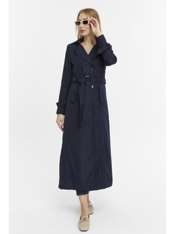 Mevsimlik Uzun Boy Lacivert Trençkot