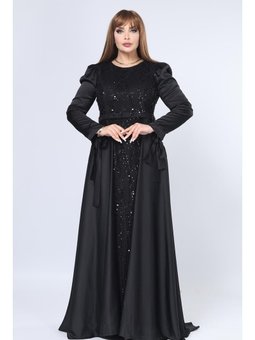 Büyük Beden Uzun Siyah Abiye Elbise