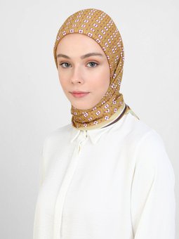 Shantuq Soft Hardal Eşarp Küçük Papatya Desen