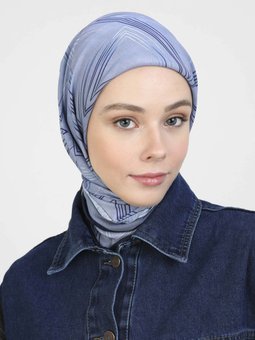 Shantuq Soft İndigo Eşarp Üçgen Desen