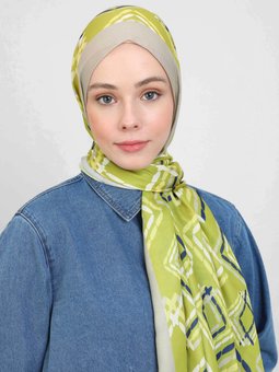 Shantuq Soft Yağ Yeşili Şal Küp Desen