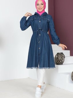 Koyu Lacivert Püskül Detaylı Kot Kap