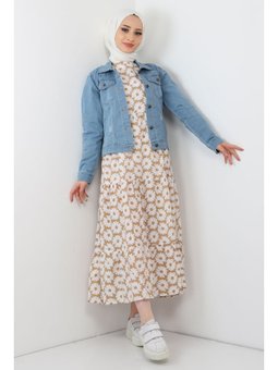 Düğmeli Açık Kot Ceket