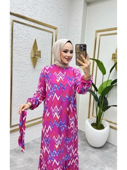 Fujya Zikzak Desenli Viscon Elbise