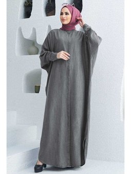 Denim Tensel Abaya Gri