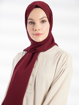 Krep Koyu Bordo Şal