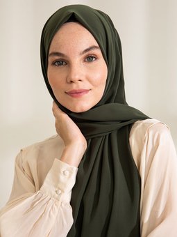 Medine İpeği Koyu Haki Şal