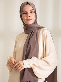 Medine İpeği Koyu Vizon Şal