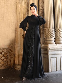 Alya Siyah Abiye Elbise
