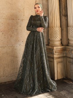 Kartopu Haki Abiye Elbise